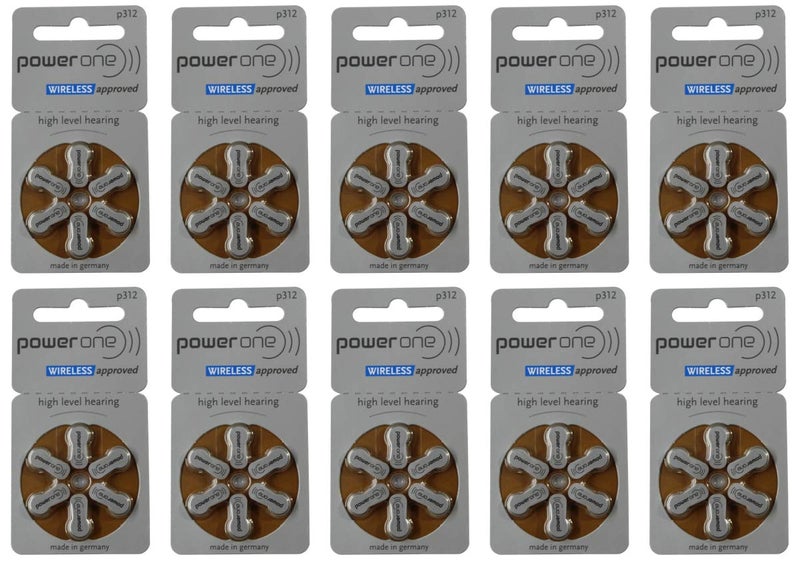 FCS Size P312 Powerone Hearing Aid Batteries, 60 Count - Image 2